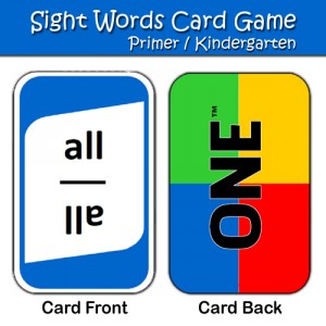 Kindergarten Sight Words Card Game